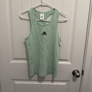 Adidas Women's Ribbed Racerback Mint Green Tank Size Large